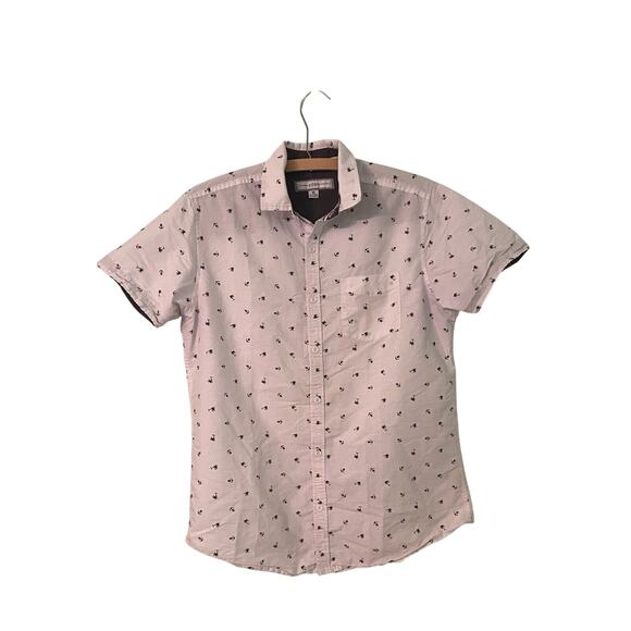 Pd&c Cotton/polyester Casual Shirt Palm Trees and Anchors Background White Med - Picture 1 of 3